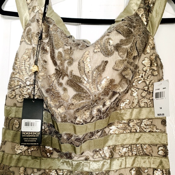 TADASHI SHOJI - Sequin Lace Gown (Smoke Pearl) NWT - Picture 6 of 7